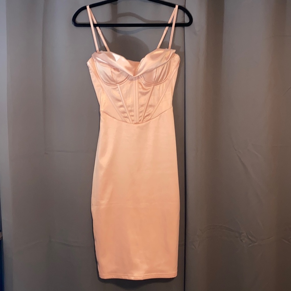Shein pink bustier cowl neck dress